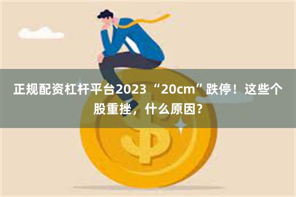 正规配资杠杆平台2023 “20cm”跌停！这些个股重挫，什么原因？