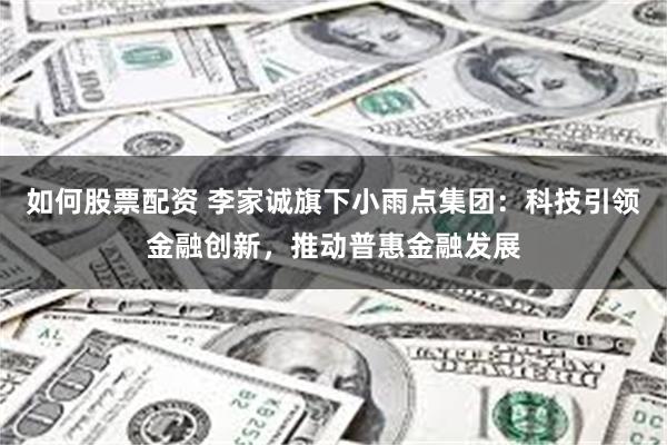 如何股票配资 李家诚旗下小雨点集团：科技引领金融创新，推动普惠金融发展