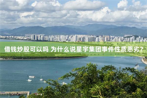 借钱炒股可以吗 为什么说星宇集团事件性质恶劣？