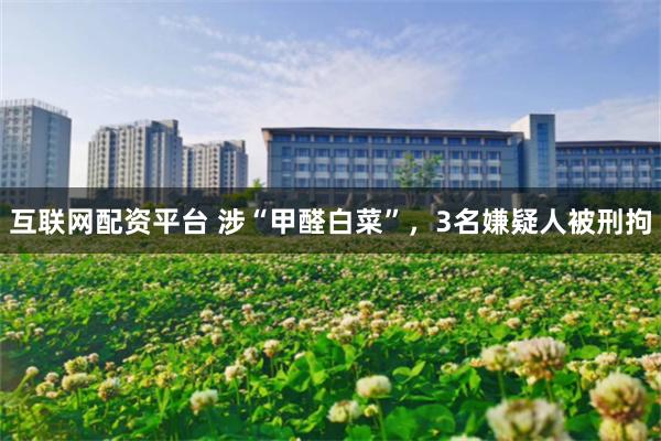 互联网配资平台 涉“甲醛白菜”，3名嫌疑人被刑拘